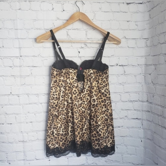 La Senza Leopard Animal Print Lingerie Chemise Teddy Lace Boudoir Pin-up - Picture 6 of 8